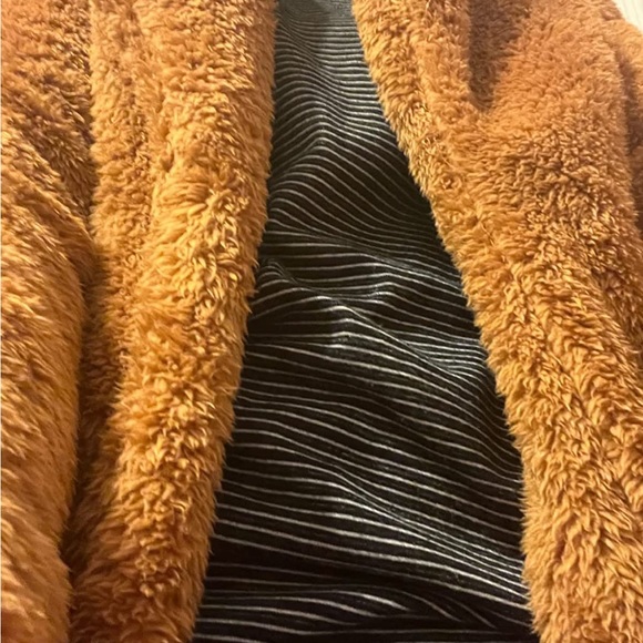 - Women's Fuzzy BROWN TEDDY COAT Open Front Long Coat SIZE MEDIUM - Picture 7 of 7